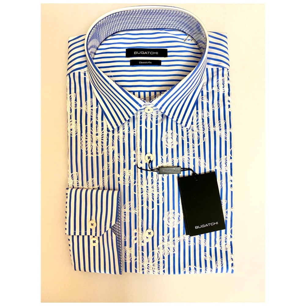NWT Bugatchi Stripe Print Woven Classic Fit Dress